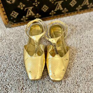 Zara Gold Snakeskin Flats